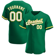 Custom Kelly Green White-Gold Authentic Baseball Jersey