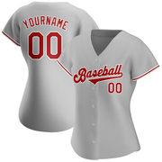 Custom Gray Red-White Authentic Baseball Jersey