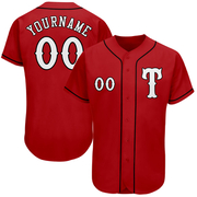 Custom Red White-Black Authentic Baseball Jersey