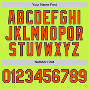 Custom Neon Green Orange-Navy Mesh Authentic Throwback Baseball Jersey