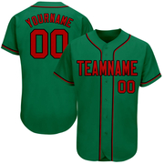 Custom Kelly Green Red-Black Authentic Baseball Jersey