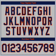 Custom Gray Navy-Orange Authentic Baseball Jersey