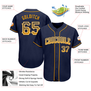 Custom Navy Gold-White Authentic Drift Fashion Baseball Jersey