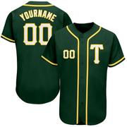 Custom Green White-Gold Authentic Baseball Jersey
