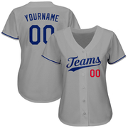 Custom Gray Royal-Red Authentic Baseball Jersey
