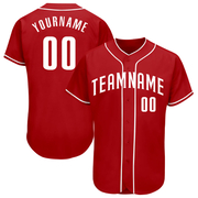 Custom Red White Authentic Baseball Jersey