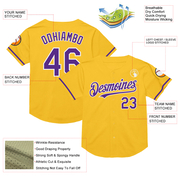 Custom Gold Purple-White Mesh Authentic Throwback Baseball Jersey