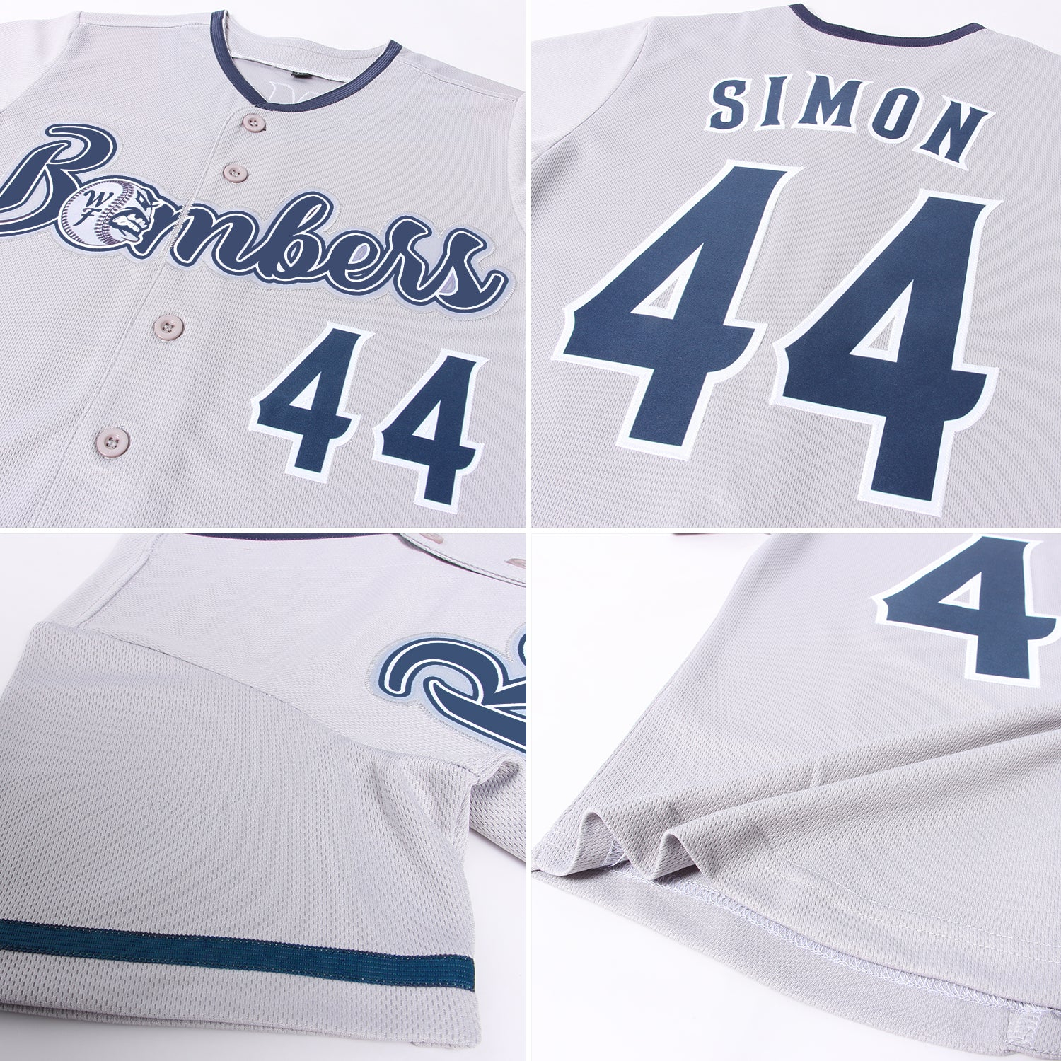 Custom Gray Navy-White Authentic Baseball Jersey