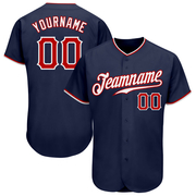 Custom Navy Red-White Authentic Baseball Jersey