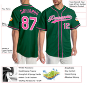 Custom Kelly Green Pink-White Authentic Baseball Jersey