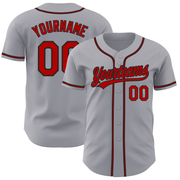 Custom Gray Red-Black Authentic Baseball Jersey