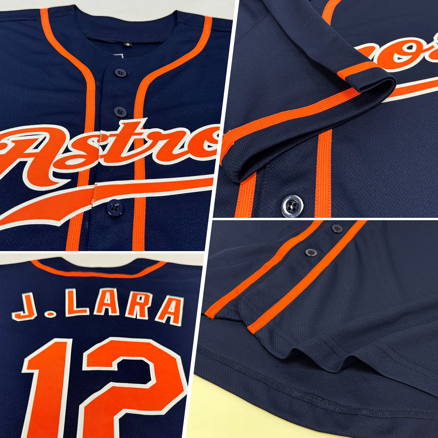 Custom Navy Orange-White Authentic Baseball Jersey