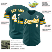 Custom Midnight Green White-Gold Authentic Baseball Jersey