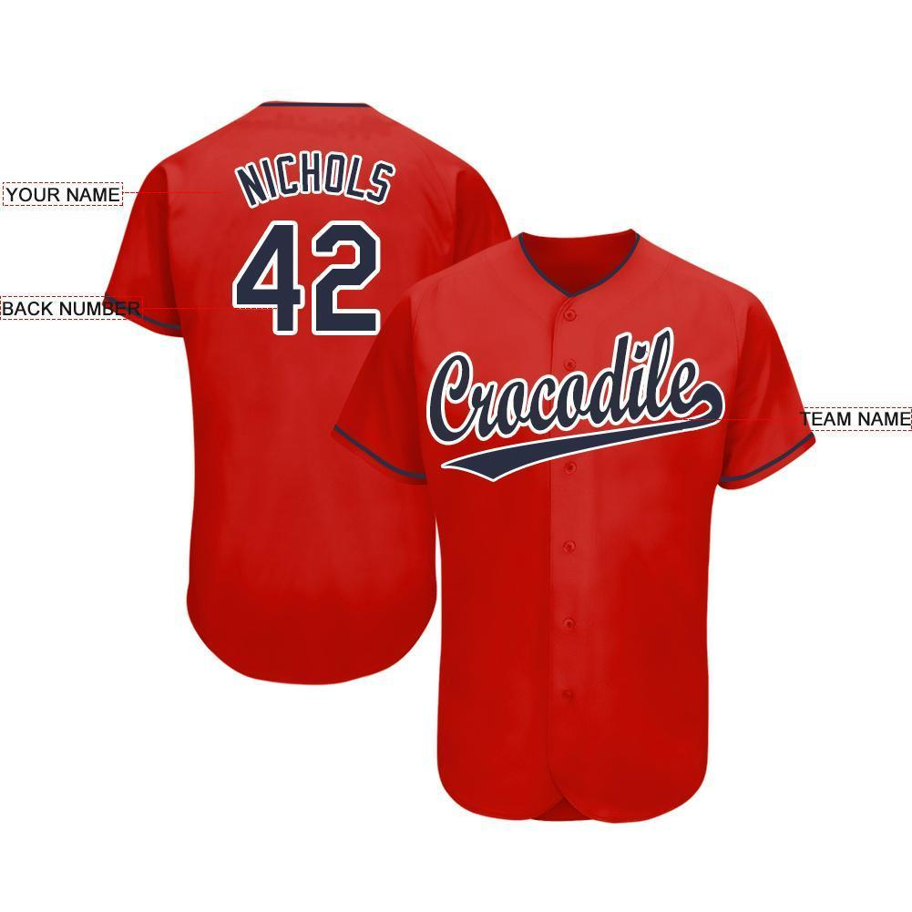 Custom Red Navy-White Baseball Jersey