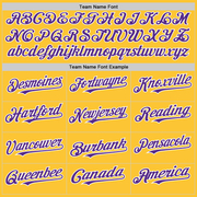 Custom Gold Purple-White Mesh Authentic Throwback Baseball Jersey