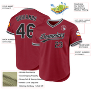 Custom Maroon Black-Gray Authentic Throwback Baseball Jersey