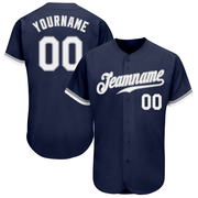 Custom Navy White-Gray Authentic Baseball Jersey