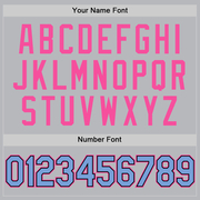 Custom Gray Light Blue Black-Pink Authentic Throwback Baseball Jersey