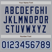 Custom Gray Navy-Light Blue Authentic Baseball Jersey