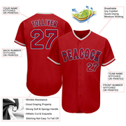 Custom Red Red-Navy Authentic Baseball Jersey