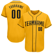 Custom Gold Black Authentic Baseball Jersey