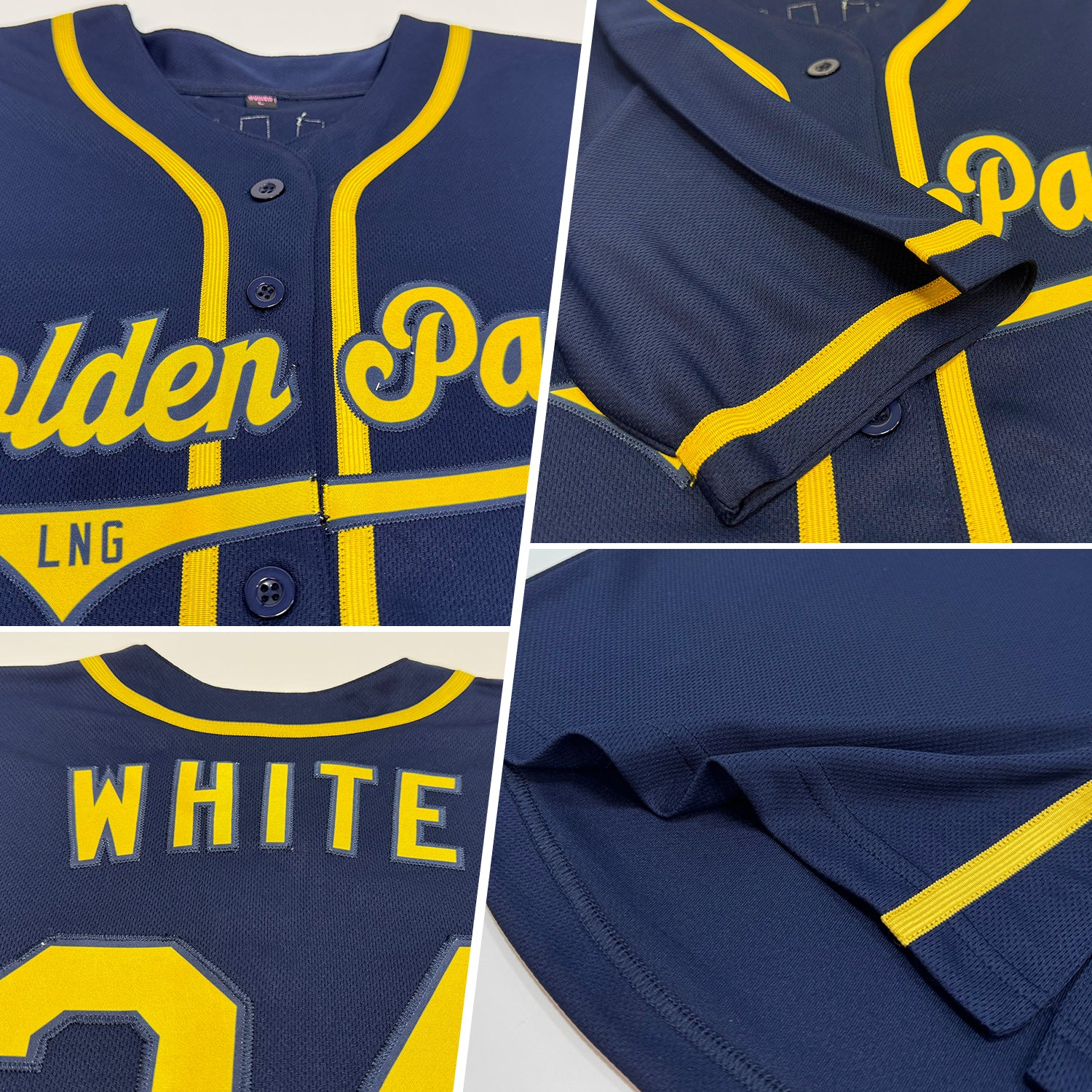 Custom Navy Gold Authentic Baseball Jersey