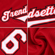 Custom Red White-Black Authentic Baseball Jersey