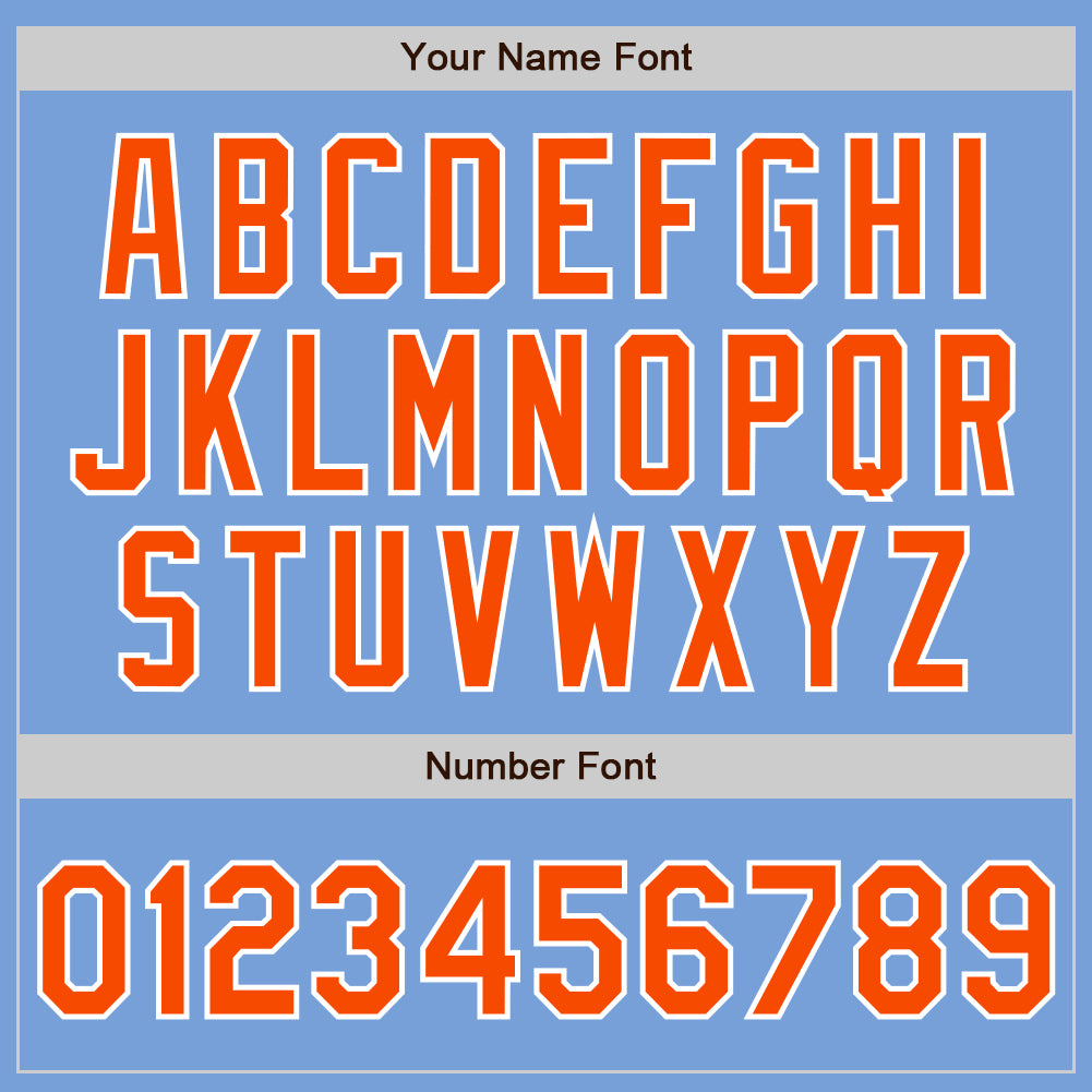 Custom Light Blue Orange-White Authentic Baseball Jersey