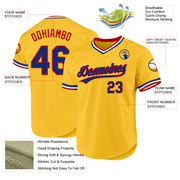 Custom Gold Royal-Red Authentic Throwback Baseball Jersey