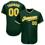 Custom Green Gold-White Authentic Baseball Jersey