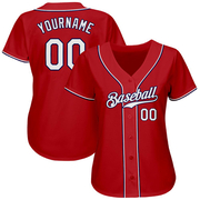 Custom Red White-Navy Authentic Baseball Jersey