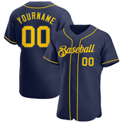 Custom Navy Gold-Navy Authentic Baseball Jersey