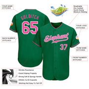 Custom Kelly Green Pink-White Authentic Baseball Jersey