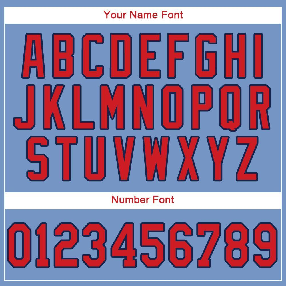 Custom Light Blue Red-Navy Baseball Jersey