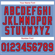 Custom Light Blue Red-Navy Baseball Jersey
