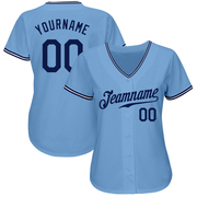 Custom Light Blue Navy-White Authentic Baseball Jersey