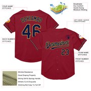 Custom Maroon Navy-Old Gold Mesh Authentic Throwback Baseball Jersey