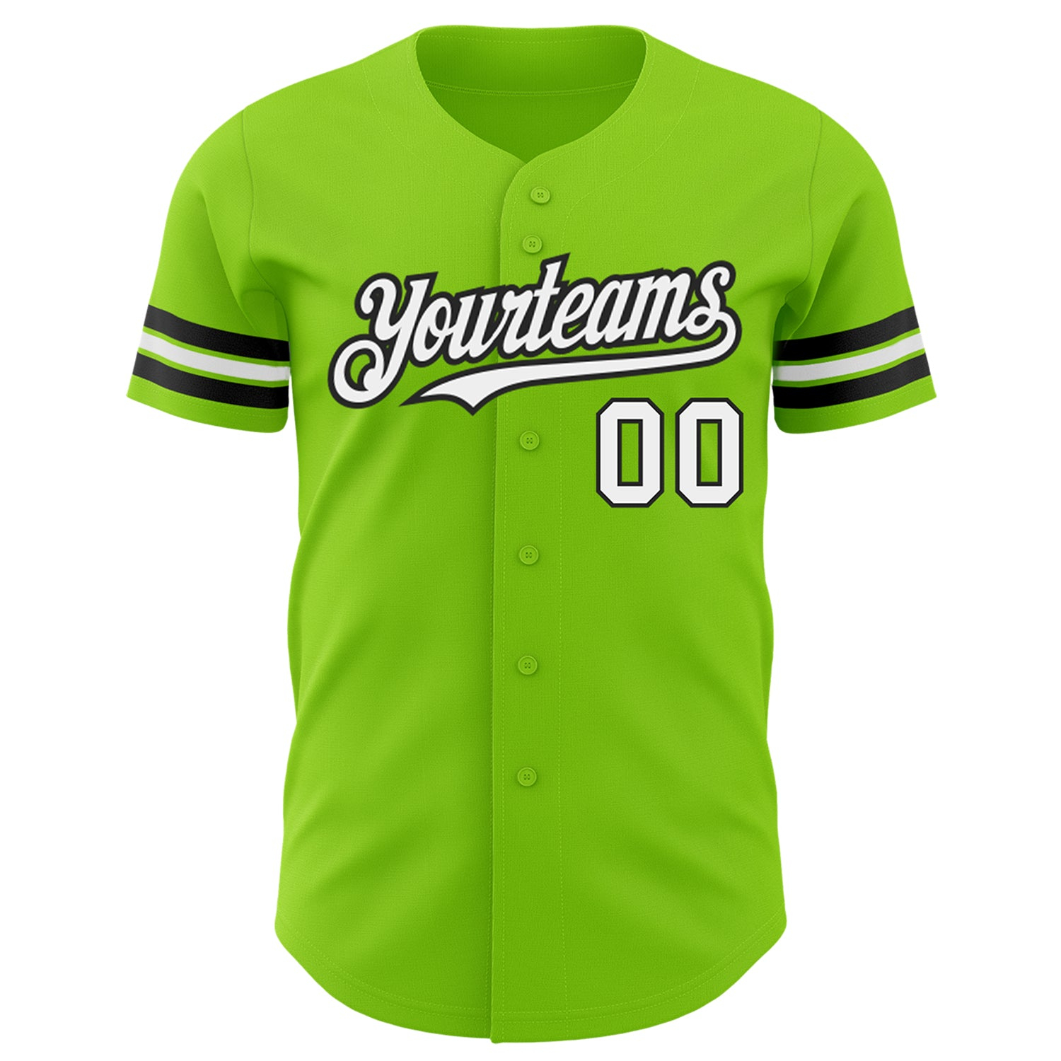 Custom Neon Green White-Black Authentic Baseball Jersey