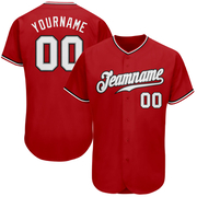 Custom Red White-Black Authentic Baseball Jersey