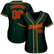 Custom Green Red-Gold Authentic Baseball Jersey