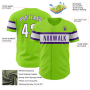 Custom Neon Green White-Purple Authentic Baseball Jersey