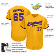 Custom Gold Purple-Black Authentic Baseball Jersey
