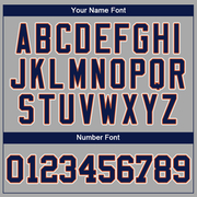 Custom Gray Navy-Orange Authentic Baseball Jersey