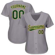 Custom Gray Green-Gold Baseball Jersey