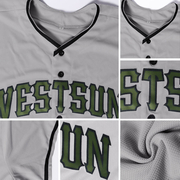 Custom Gray Olive-Black Authentic Memorial Day Baseball Jersey