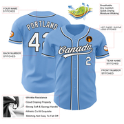 Custom Light Blue White-Black Authentic Baseball Jersey