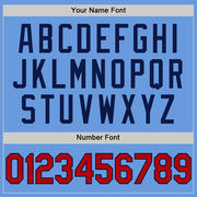 Custom Light Blue Red-Navy Authentic Throwback Baseball Jersey