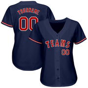 Custom Navy Red-White Authentic Baseball Jersey