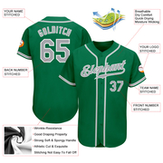 Custom Kelly Green Gray-White Authentic Baseball Jersey