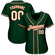 Custom Green White-Orange Authentic Baseball Jersey
